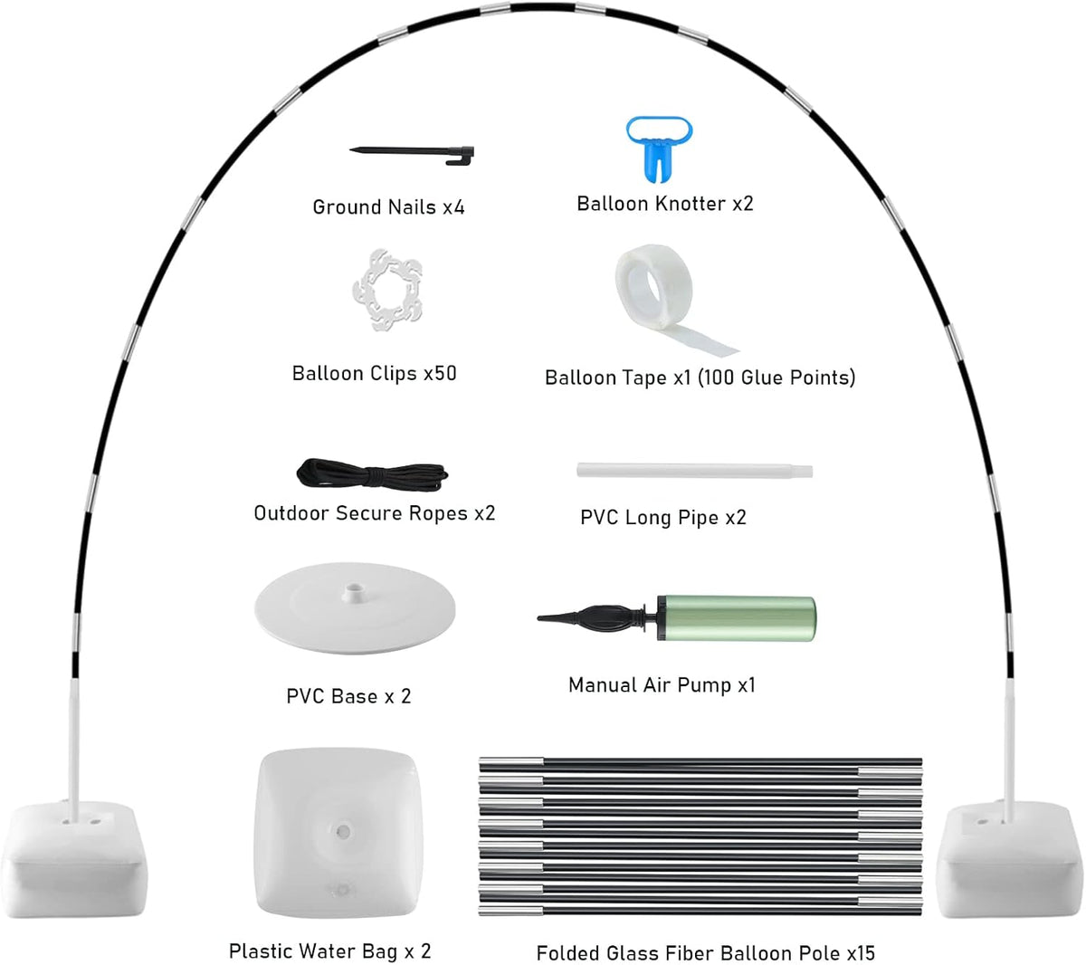 Improved Balloon Arch Kit, 10ft Wide & 9ft Tall Adjustable Balloon Arch Stand with Thicken Water