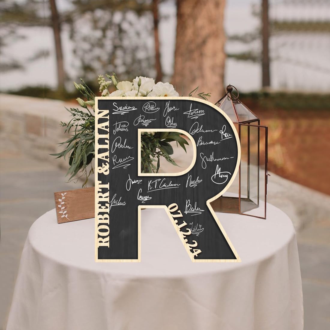 Personalized Wedding Guest Book Sign Custom Letter Name Date Rustic Wedding Guest Book Alternative