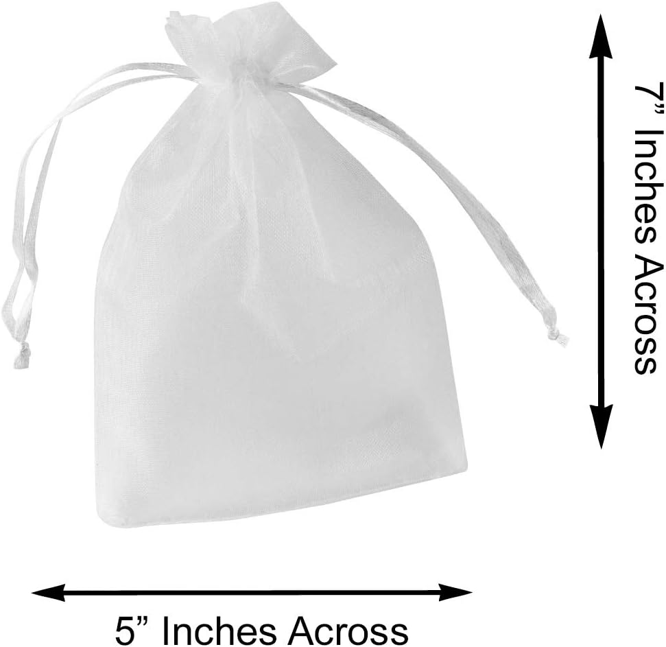 Super Z Outlet 100 Pack 5x7 Inch Mini Sheer Drawstring Organza Transparent Bags Jewelry Sack