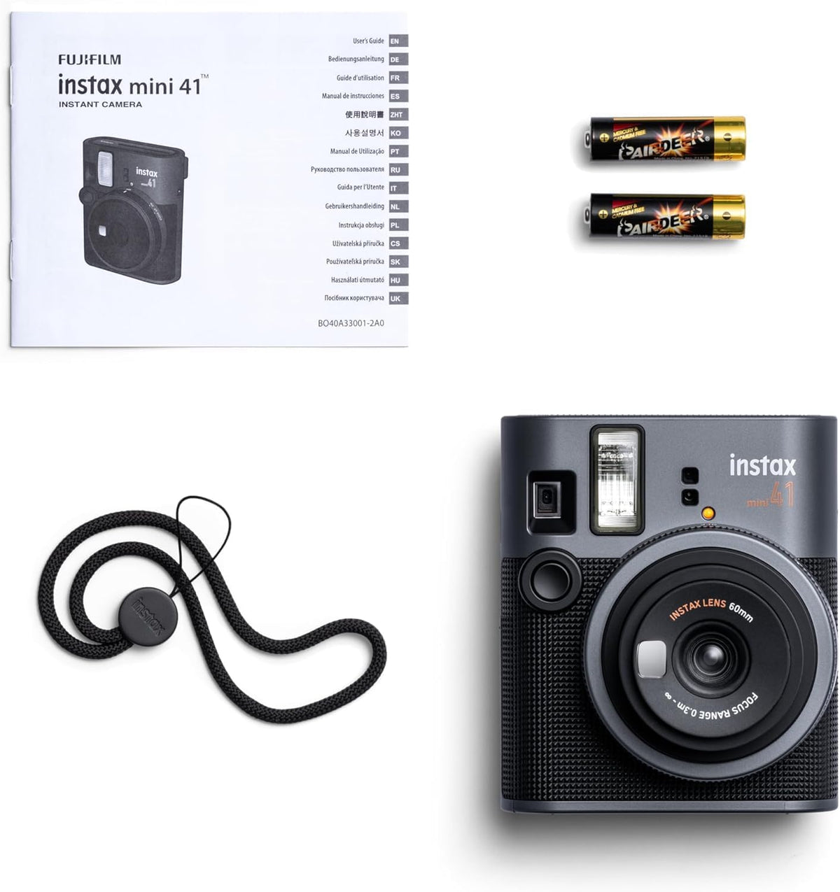 Fujifilm Instax Mini 41 Instant Camera Vintage Black. + Fujifilm Value Pack (40 Sheets) + Shutter