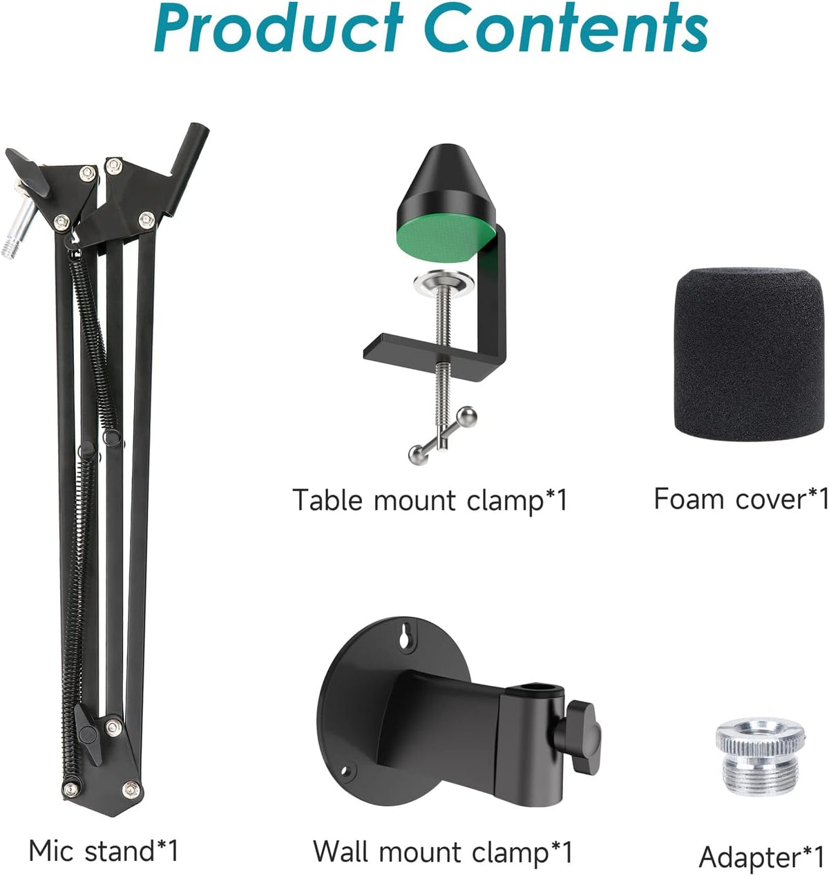 YOUSHARES MV7 Wall Mount Boom Arm Stand with Mic Windscreen and Table Mount Clamp, Mic Stand Arm
