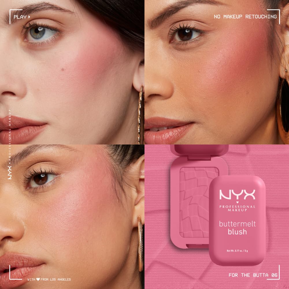 NYX PROFESSIONAL MAKEUP Buttermelt Powder Blush, Fade and Transfer-Resistant Blush, Up to 12HR Make