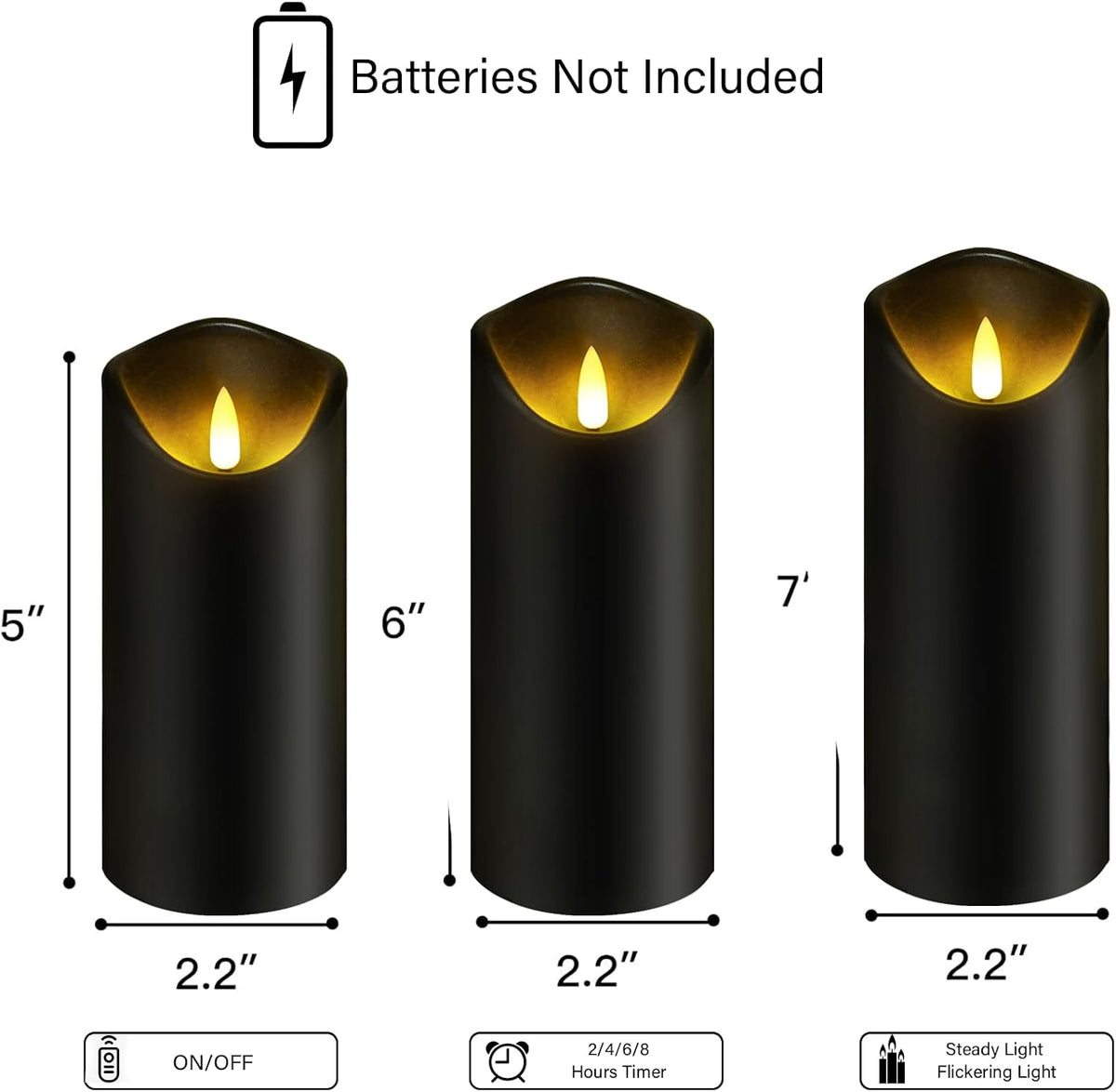 Flickering Flameless Candles, Battery Operated Acrylic LED Pillar Candles with Remote Control and