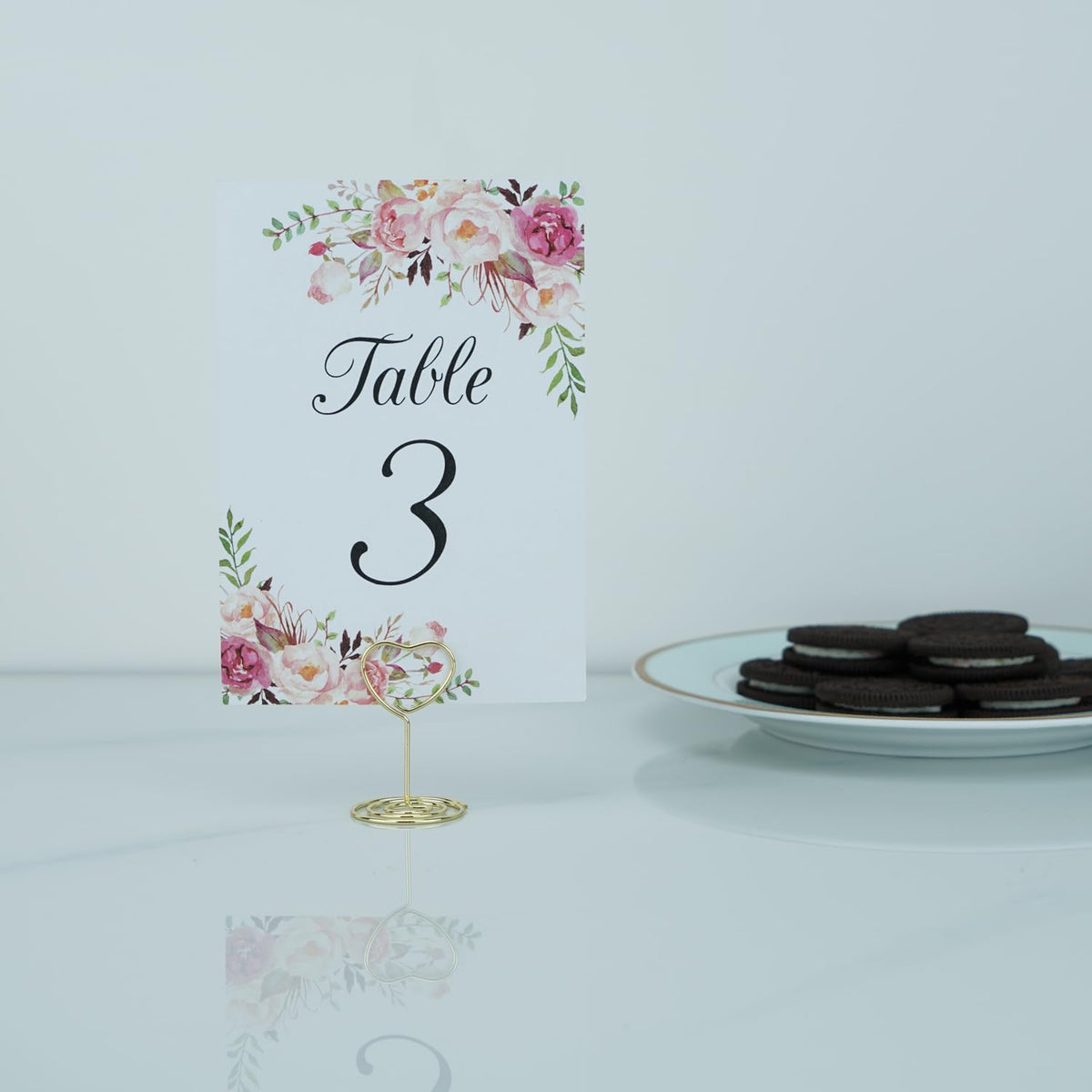 20PCS Mini Table Number Holders, Heart Shaped Place Card Holder, Premium Photo Holders for Tables
