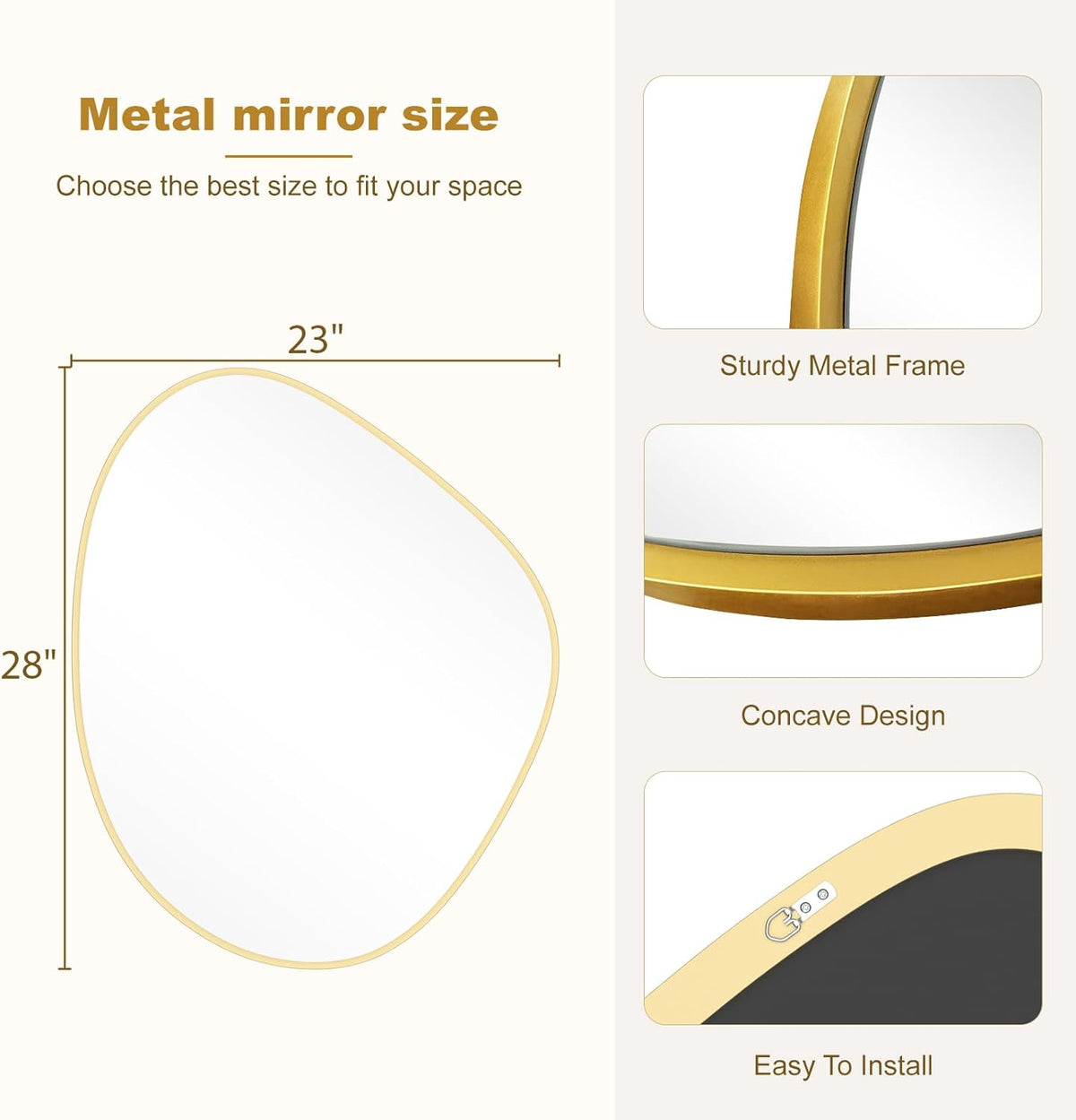 WallBeyond Asymmetrical Mirror, Irregular Wall Mirror for Bathroom, Abstract Wall Mirrors