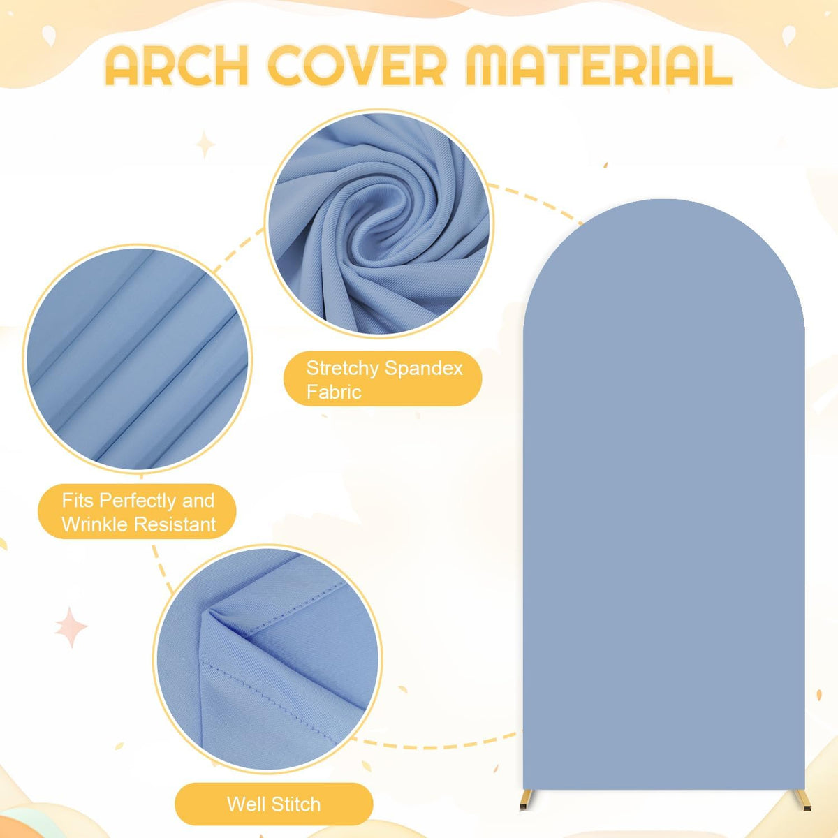 7.2FT Arch Backdrop Stand and Dusty Blue Arch Cover Set Metal Arch Stand Backdrop with Wedding Arch