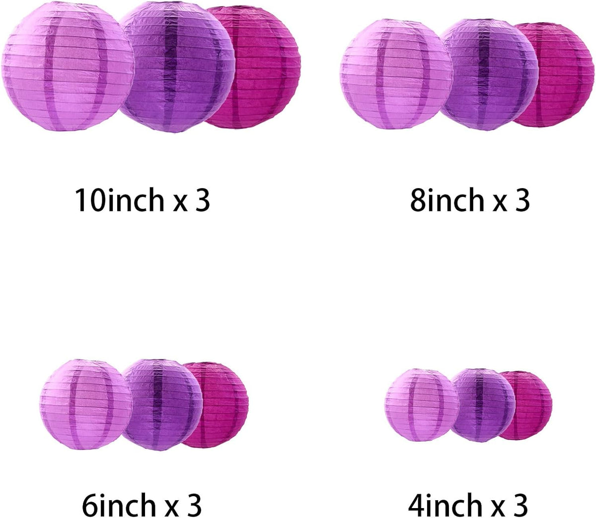 Purple Paper Lanterns Decorative, Chinese/Japanese Hanging Round Paper Lanterns Decorations for