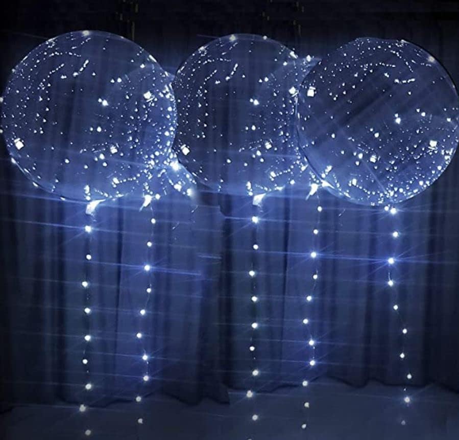 LED Light up Bobo Party Balloons kit 12 Pack-Clear 22 inchs white with Cell Batteries Included
