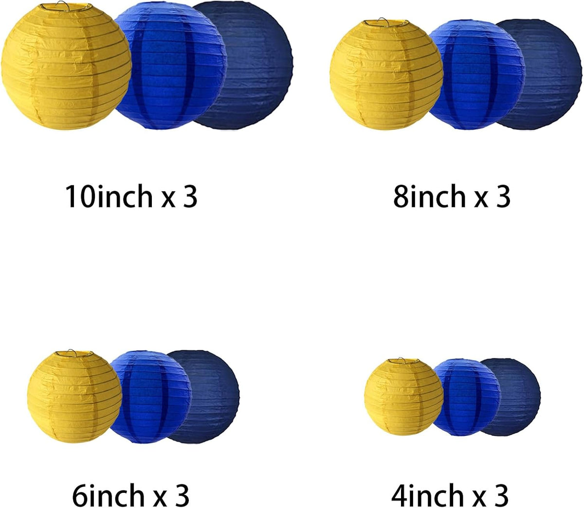 Blue Yellow Paper Lanterns Decorative, Chinese/Japanese Hanging Round Paper Lanterns Decorations