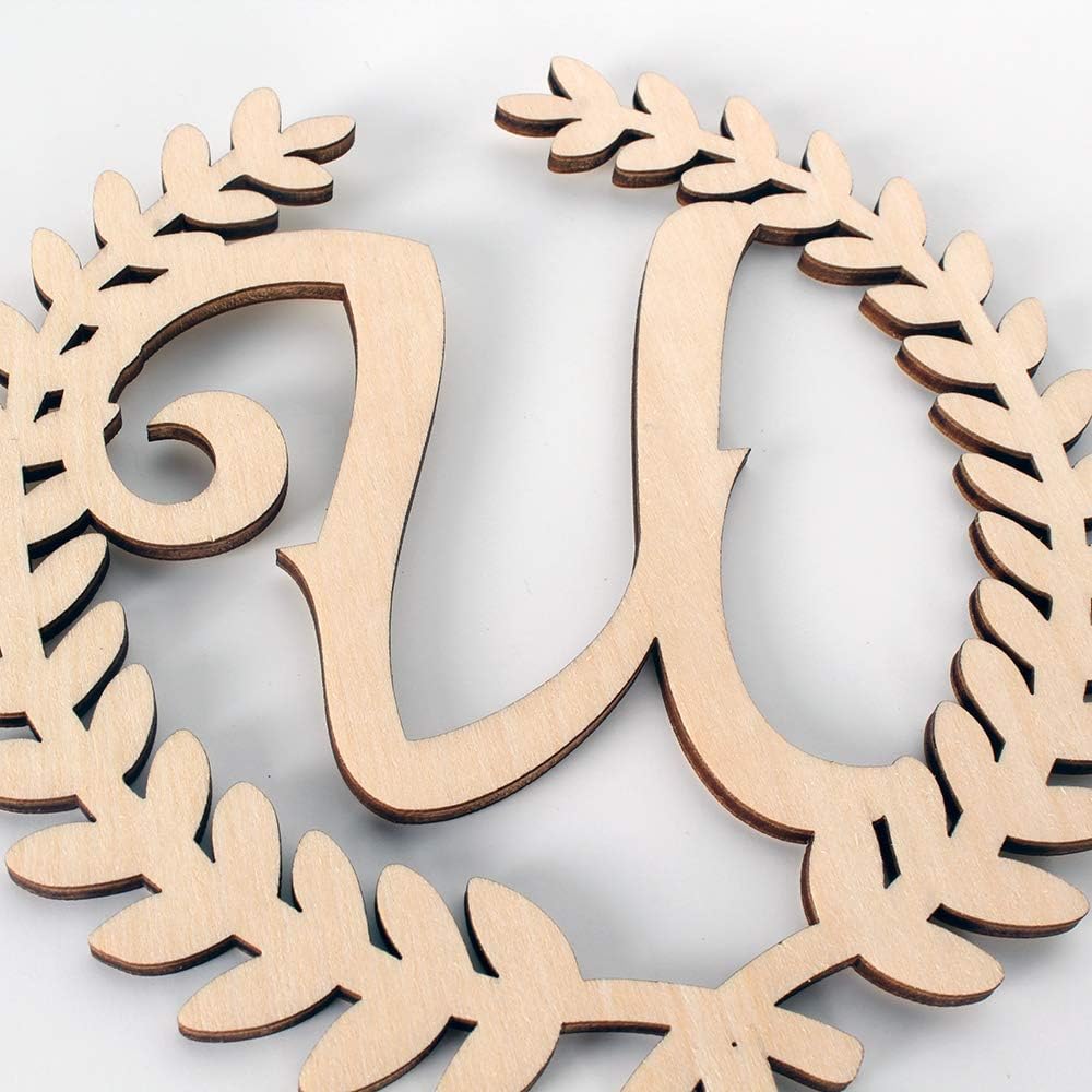 LINGTEER Personalized Inital Letter U Wooden Cake Topper Perfect for Birthday Rustic Wedding