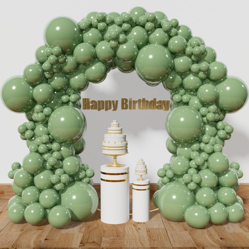 KAWKALSH Sage Green Balloon Arch Kit 111Pcs 18 12 5 Inch Latex Party Balloons Garland for Birthday
