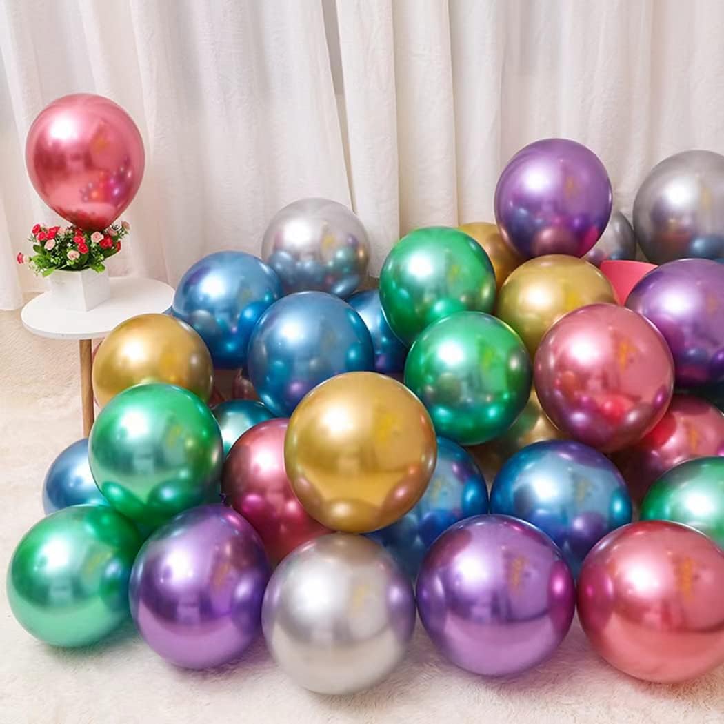 Colorful Party Balloons 100pcs 12inch Chrome Metallic Helium Balloons for Birthday Party Decoration