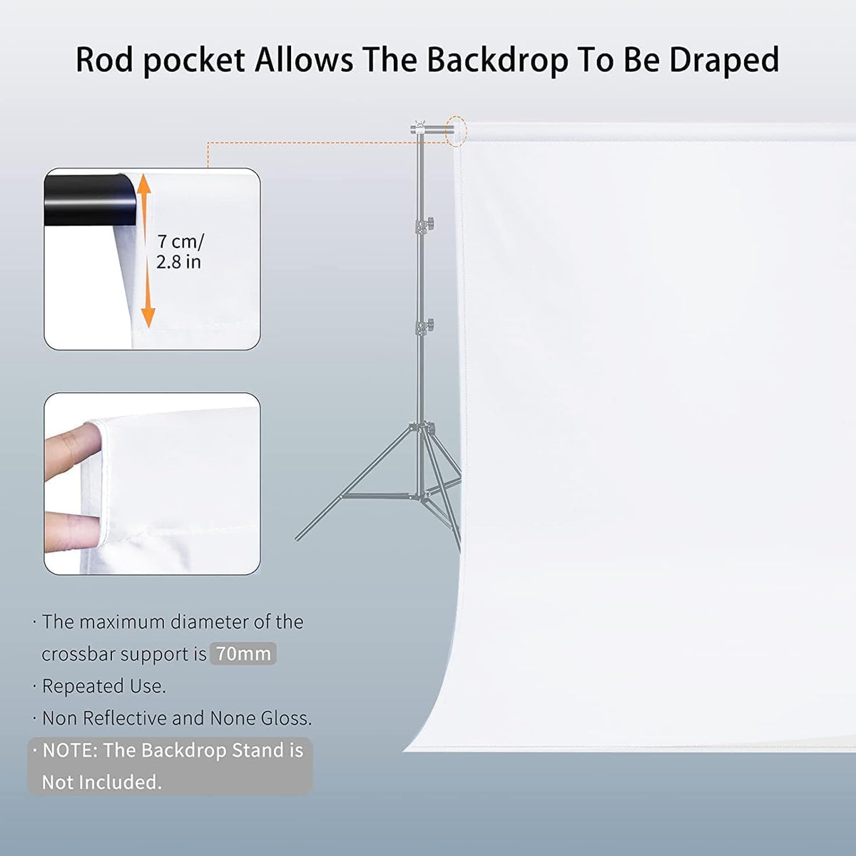 10 x10 FT White Backdrop Background, 100% Polyester Large Pure White Photo Backdrop, Foldable