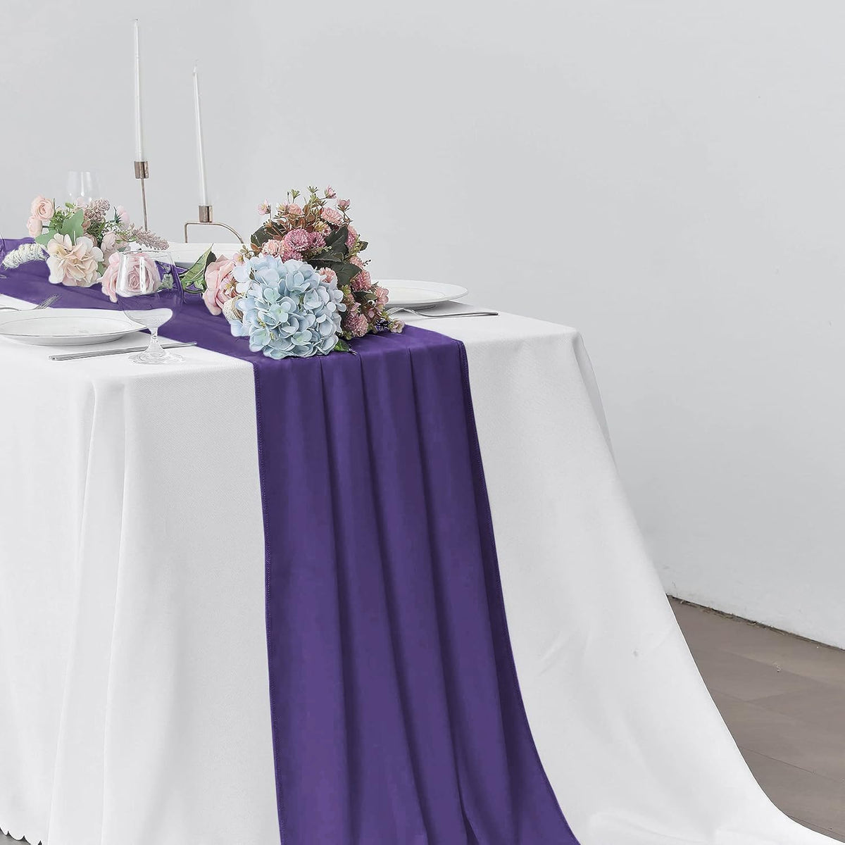 5 Pack 10Ft Chiffon Purple Table Runner Sheer 29x120 Inch for Romantic Wedding Decor Bridal & Baby