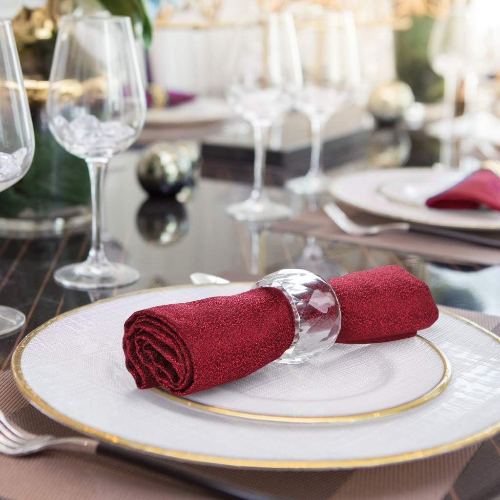 MDLUU 4 Pcs Crystal Napkin Rings, 2.3" Diameter Serviette Buckles, Clear Napkin Holder Rings for