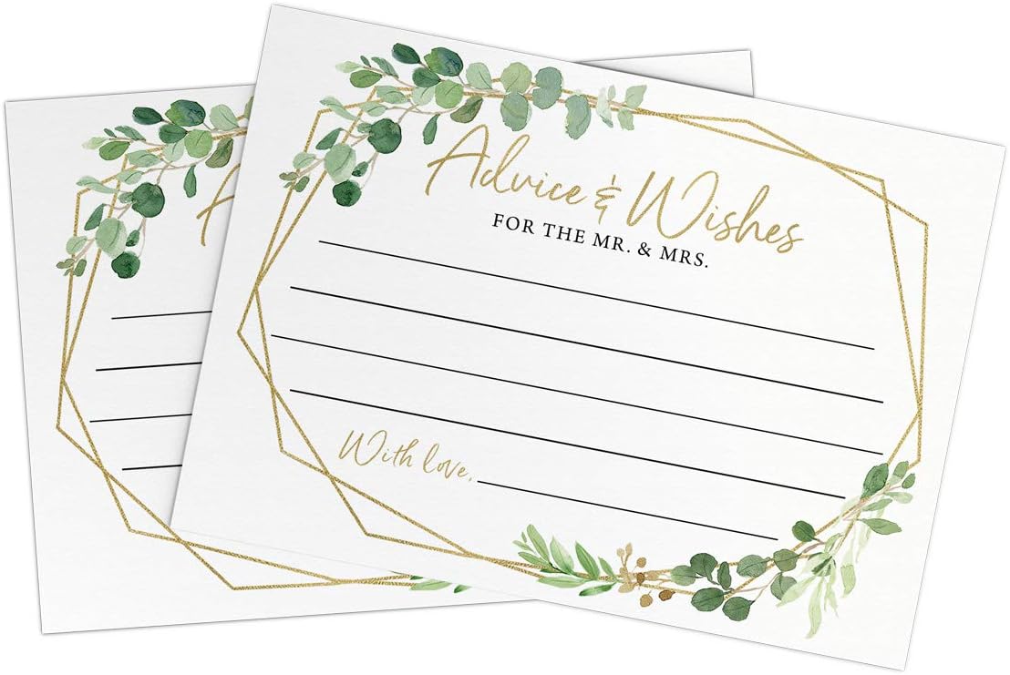 Printed Party Advice and Wishes for The Mr and Mrs – Wedding Advice Cards for Bridal Shower, Games