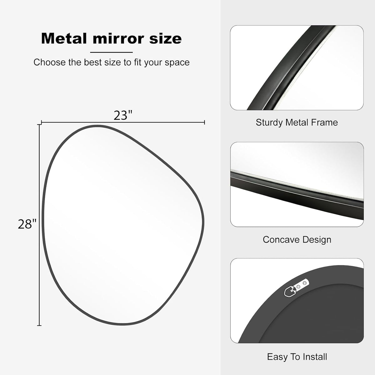 WallBeyond Asymmetrical Mirror, Irregular Wall Mirror for Bathroom, Abstract Wall Mirrors