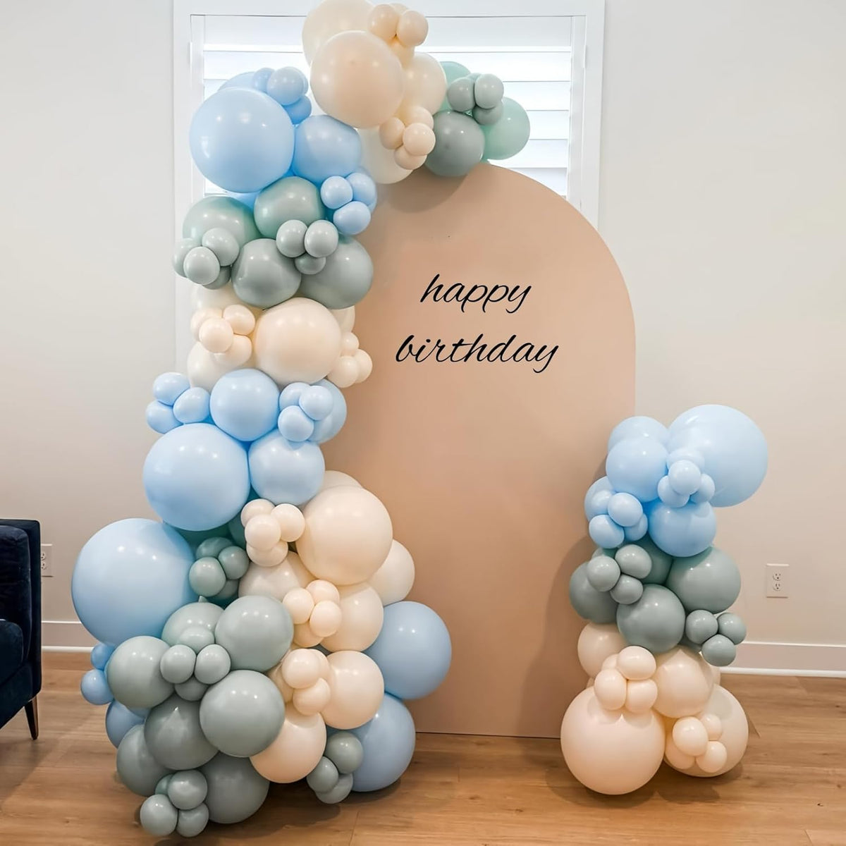 Dusty Blue and White Balloons Haze Pastel Blue Beige Balloon 12inch 60pcs Sand White Ivory Helium