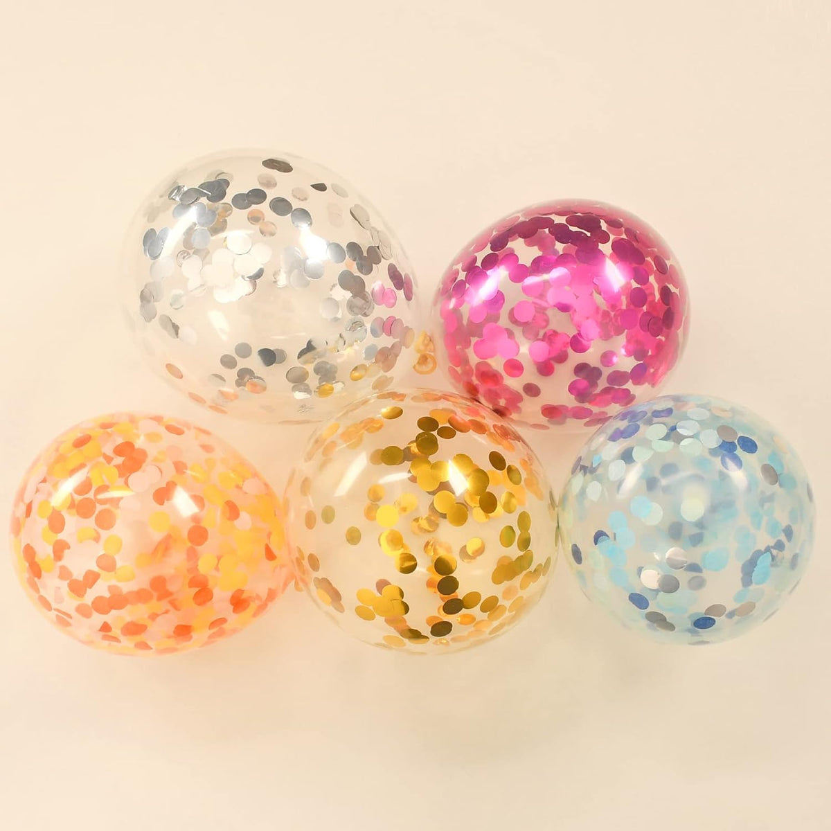 Silver Confetti Balloons, 40 Pcs 5 Inch Clear Balloons with Confetti Inside for Graduation