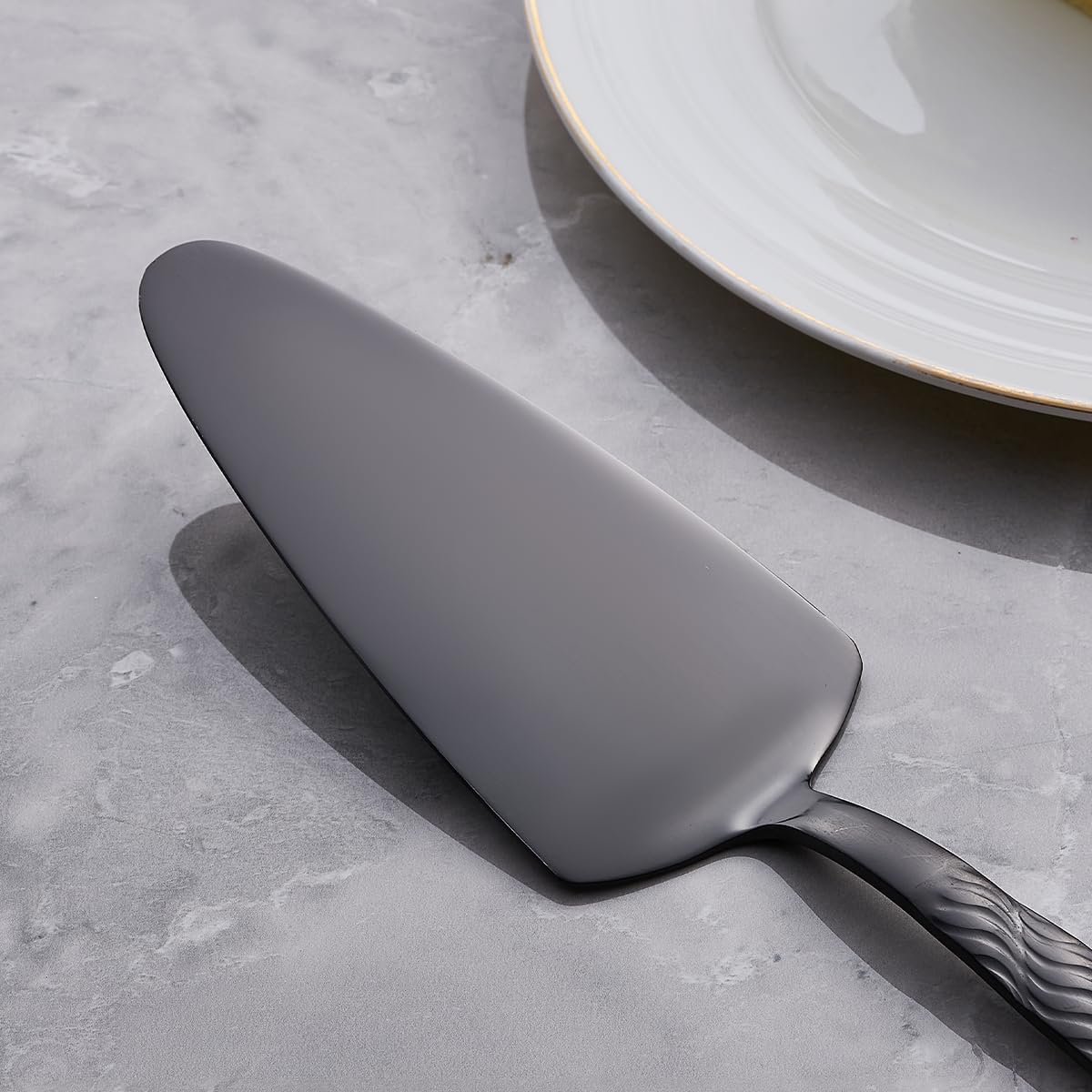 Black Cake Cutting Set, Stainless Steel Cake Knife and Server Set, Cake Pie Cutter Set for Wedding