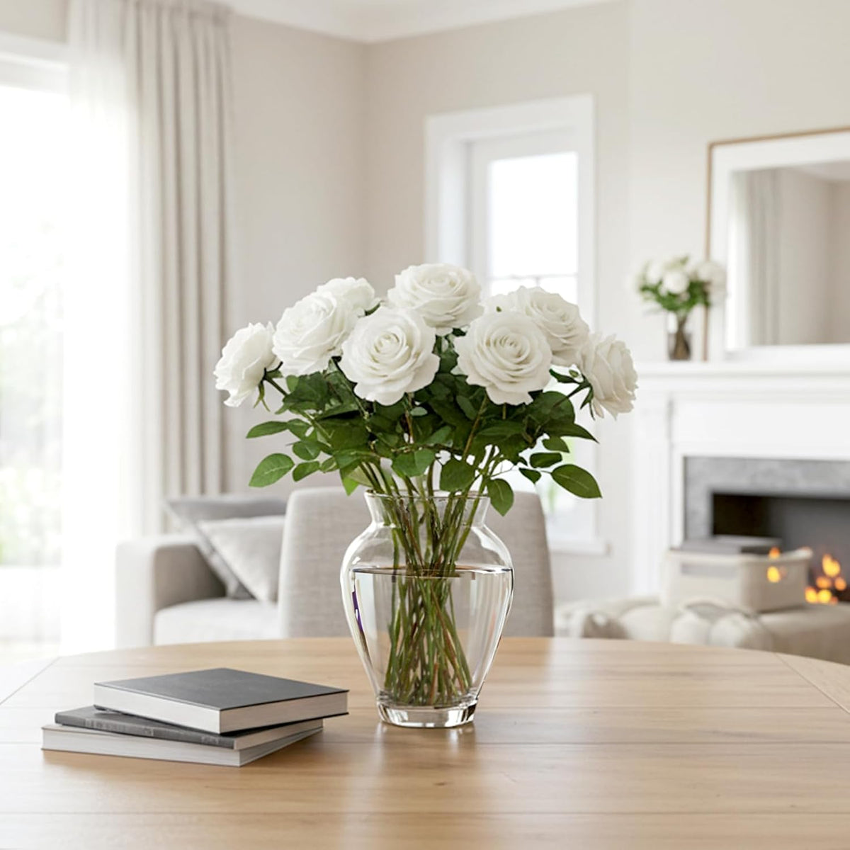 Auihiay 104pcs Roses Artificial Flower - Realistic White Fake Roses for Wedding Centerpieces, Table