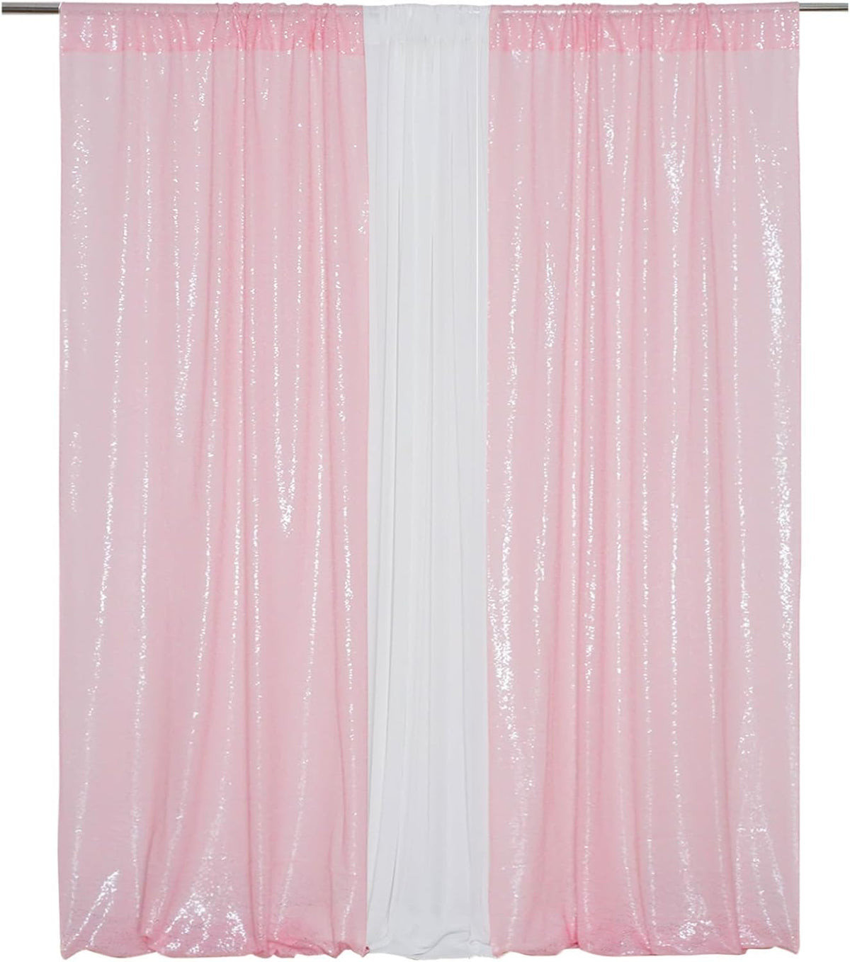 Eternal Beauty Sequin Backdrop Curtains, 2x8 Ft-2 Panels Pink Back Drop for Shimmer Photography