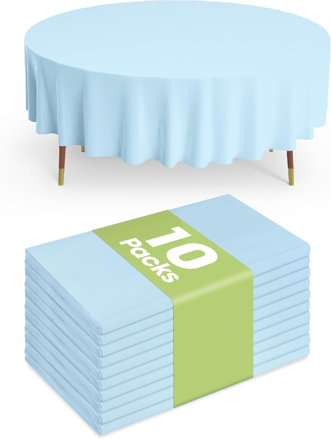 Pureegg Plastic Table Cloth Disposable 10 Pack, 84'' Round Table Cloths, Easter Party, Picnic