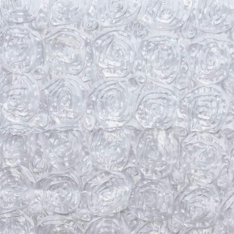 Efavormart 90"x132" Wholesale Rectangle Table Cover White Grandiose Rosette 3D Satin Tablecloth for