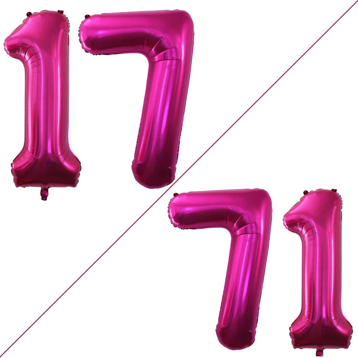 GOER Number 17 Balloons for 17th Birthday Sweet 17 Party Decorations,42 Inch Jumbo Foil Helium 71