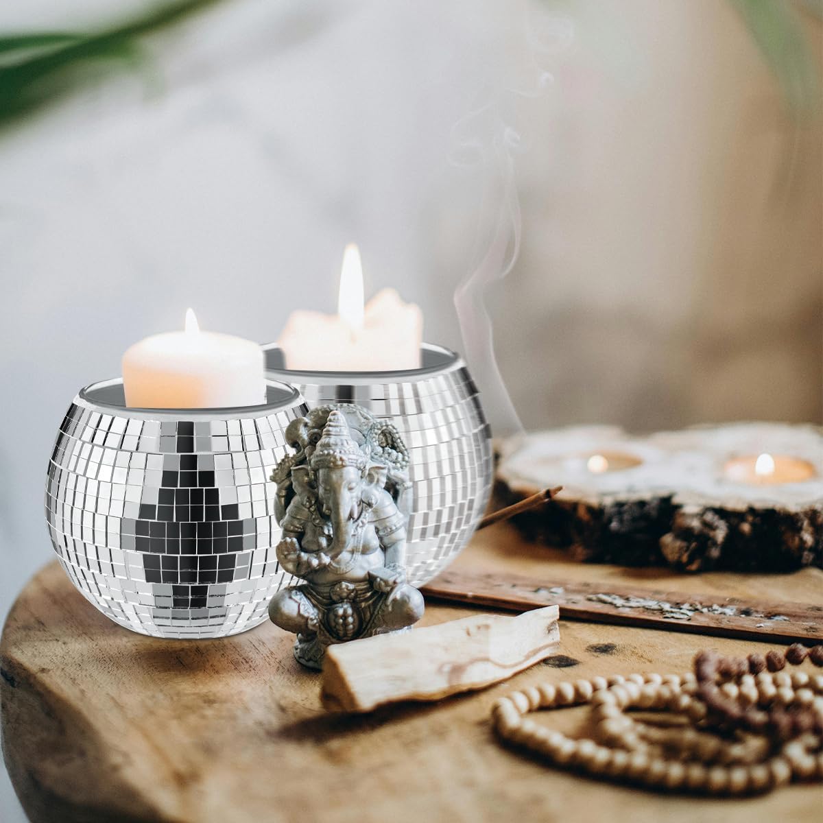 8 PCS Silver Disco Ball Vase,Glass Disco Ball Planter Candle Holder Vase Bulk Mirror Disco Ball