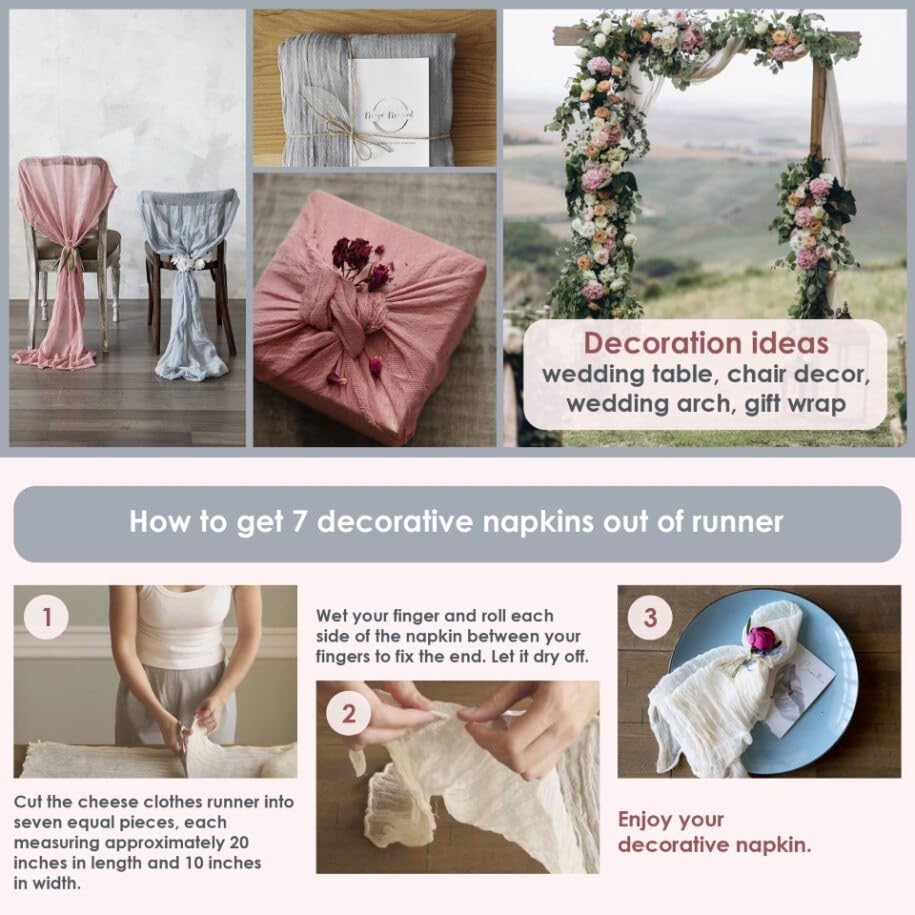 Gauze Table Runner Bulk Cheesecloth Table Runner 141 in Long Sand Set of 4 Boho Wedding Decorations