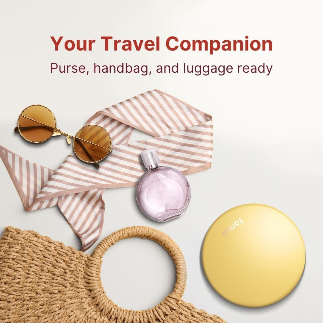 Fancii Taylor Travel Makeup Mirror with LED Light, Rechargeable, 10x /1x Magnifying, Tru-Glow