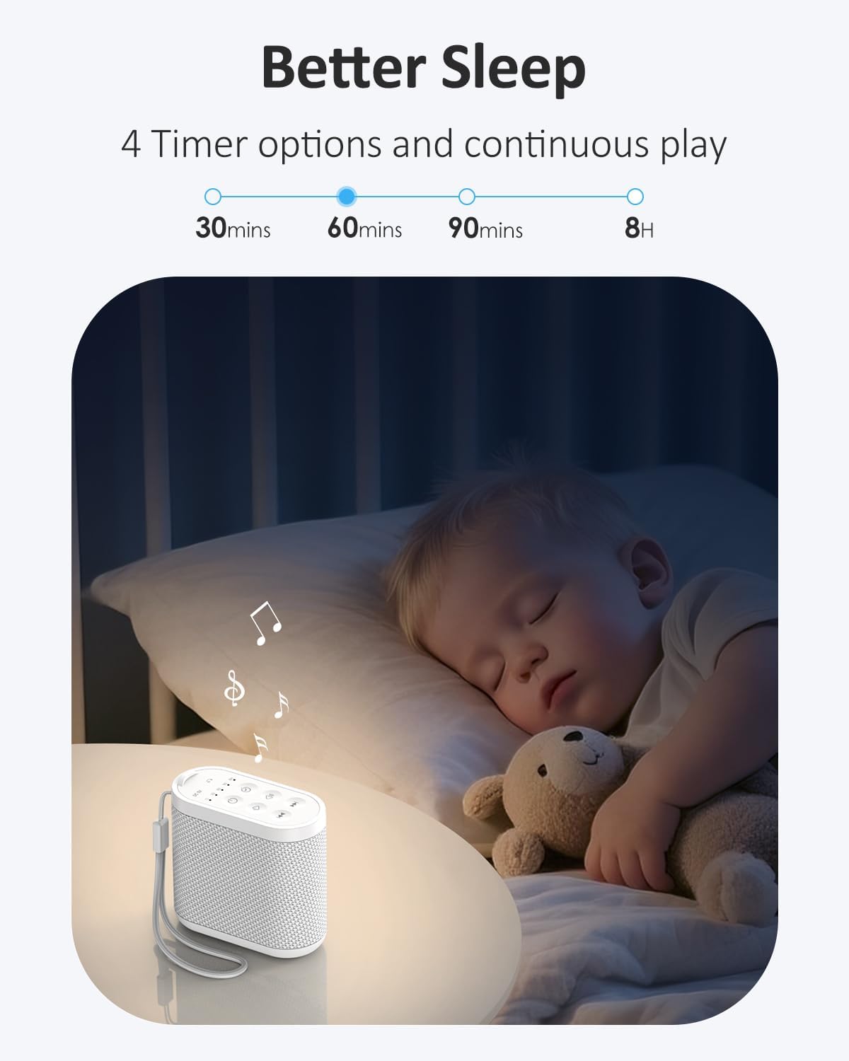 Portable Travel Sound Machine for Adults, Baby Sleeping - White Noise Machine:Rechargeable Battery
