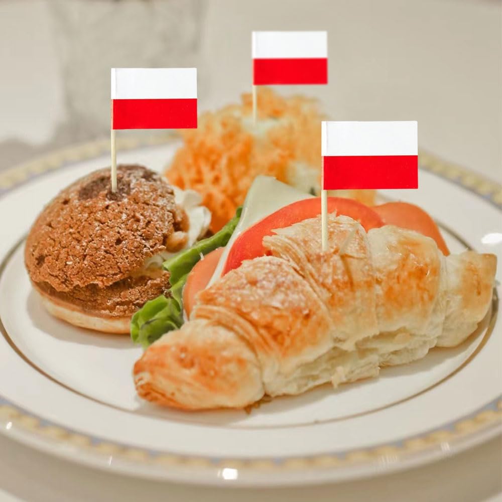 Poland Flag Polish Flag, Small Mini Poland Toothpick Flags for Food, Cupcakes, Cocktails