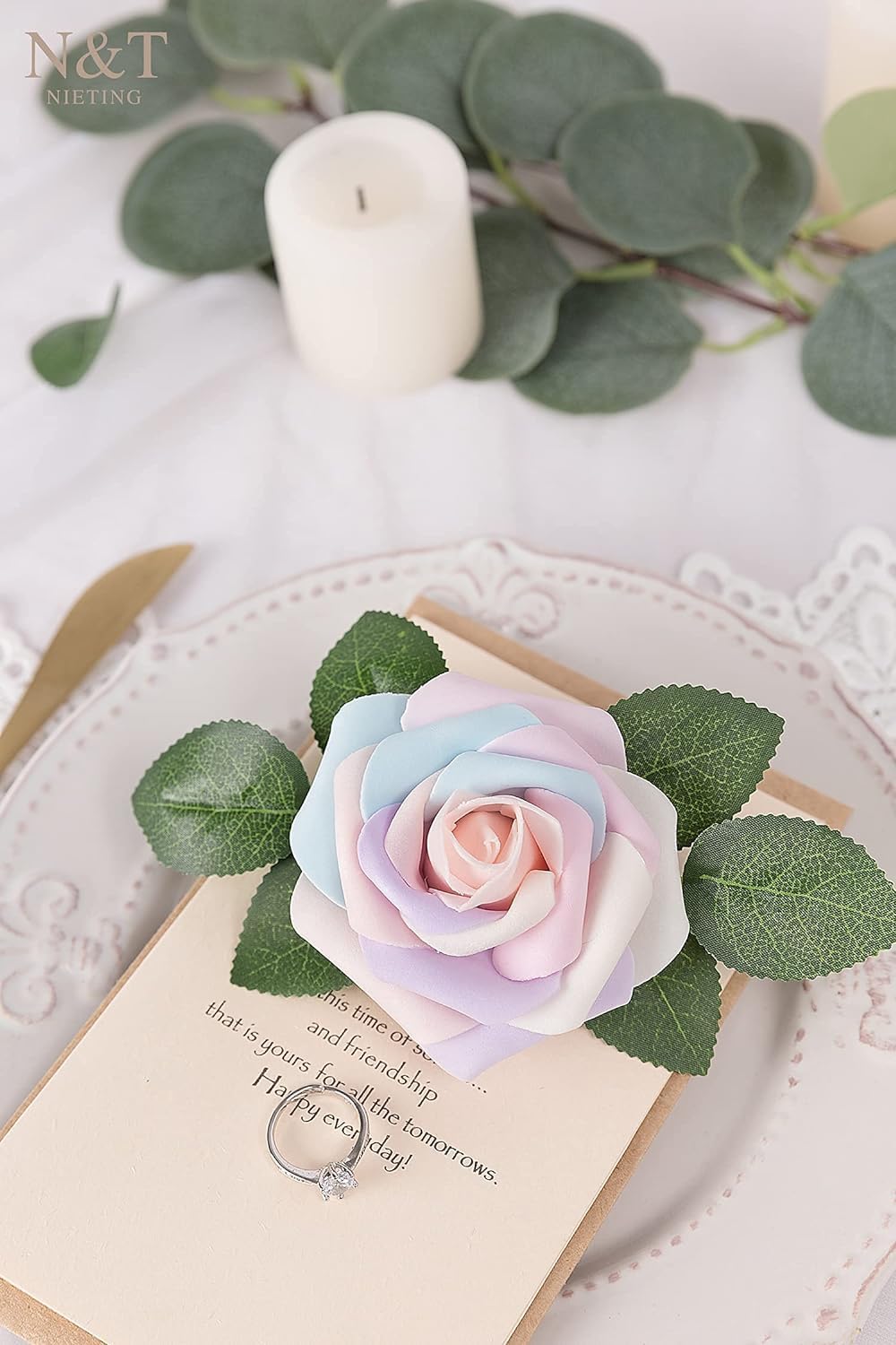 N&T NIETING Artificial Flowers, 25Pcs Fake Flowers Roses Perfect for DIY Wedding Bouquets