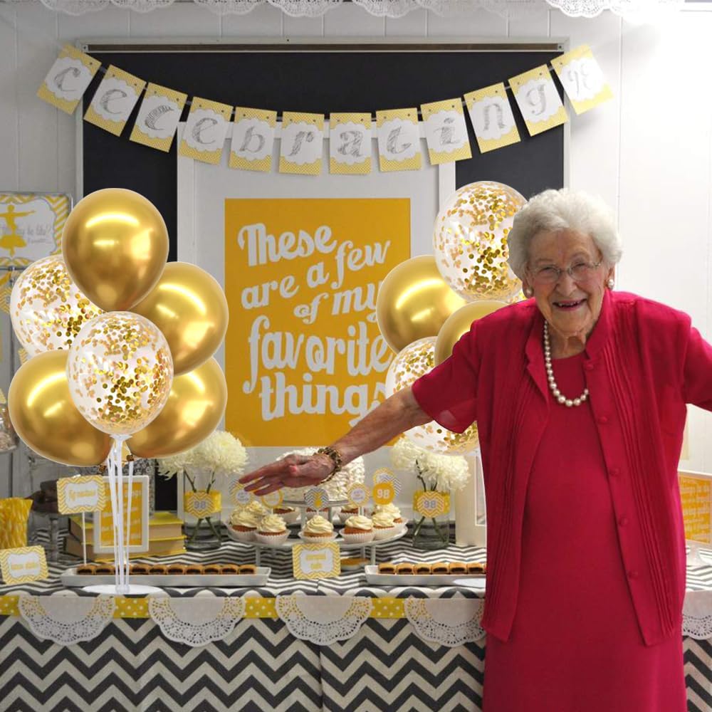 TONIFUL 4 Set Gold Balloon Centerpieces for Table, Balloon Stand Kit for Party Centerpiece Table