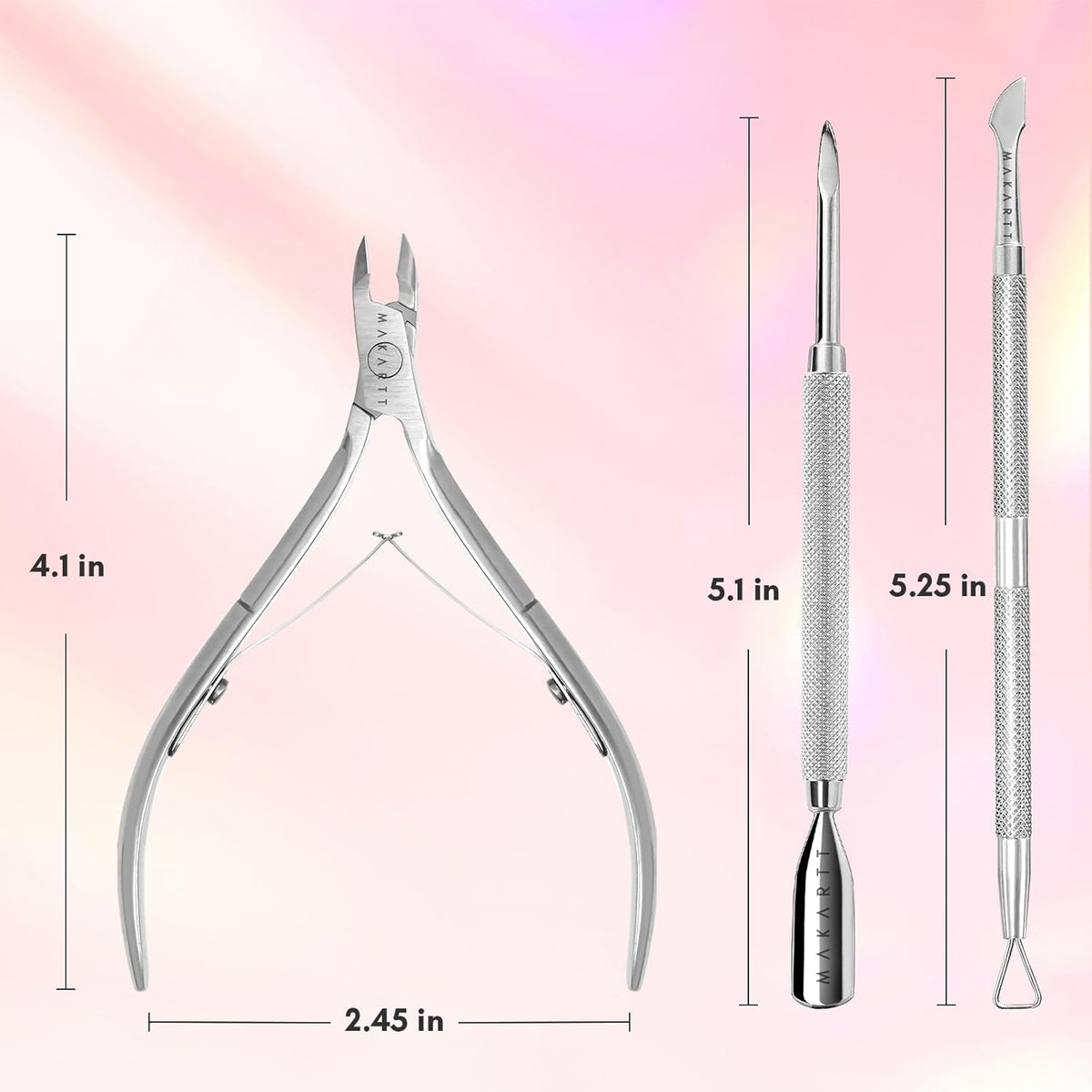 Makartt Cuticle Trimmer with Cuticle Pusher, Silver Nail Trimmer Nail Care Manicure and Pedicure