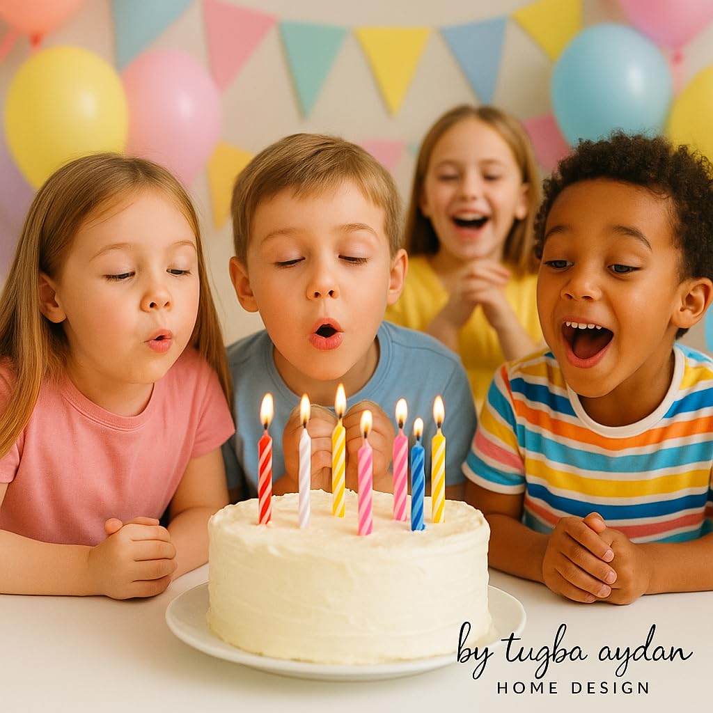 144 Count Birthday Candles Bulk – Birthday Candles for Cake, Mixed Colors Spiral Candles, Unscented