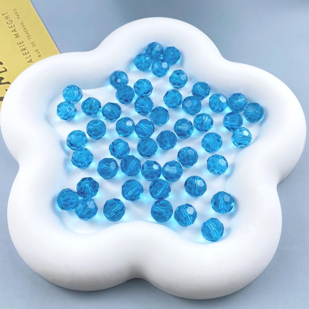 50 PCS 10mm Crystal Glass Beads Round Multiple Faceted Loose Spacer Glass Beads for DIY Handcrafte