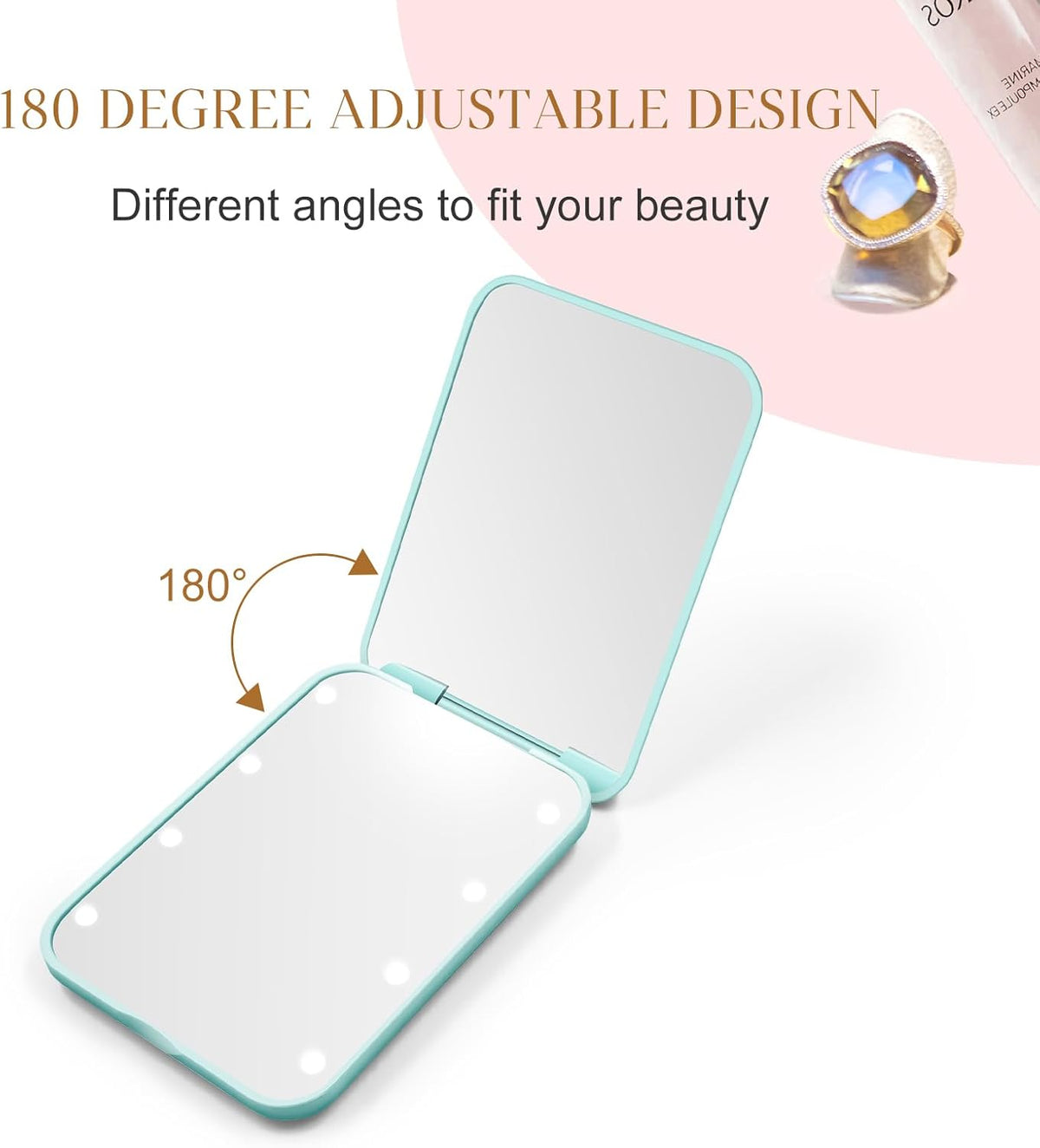 Compact Mirror, 1X/3X Magnification LED Pocket Mirror with Nternal BIattery, Mini Mirror for Purse
