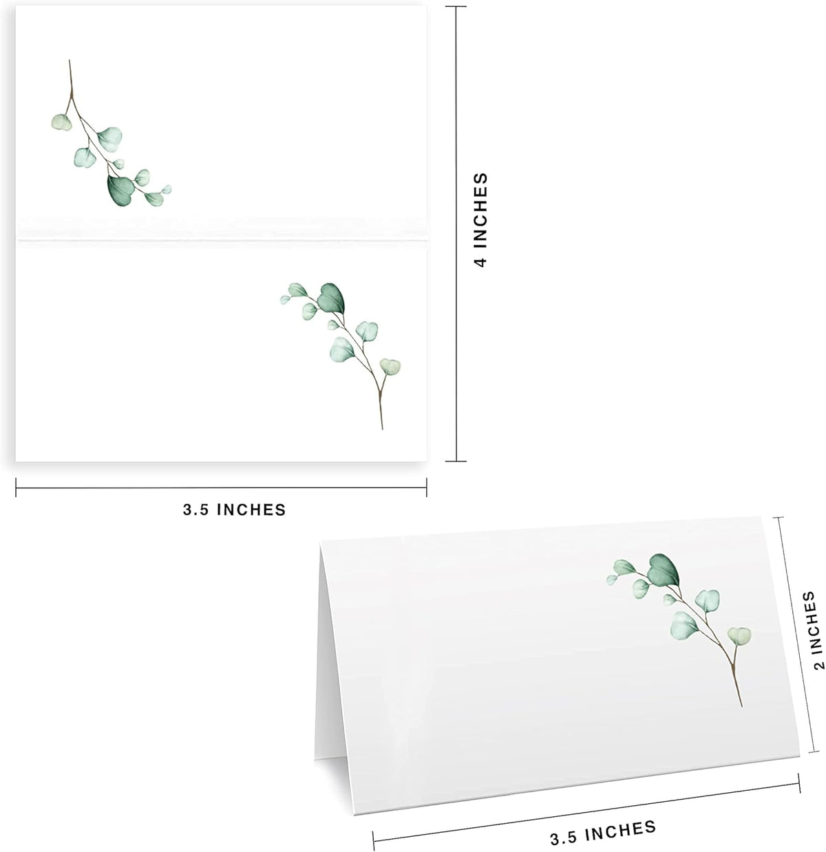 Watercolor Place Cards for Wedding or Party, Seating Place Cards for Tables, Scored for Easy