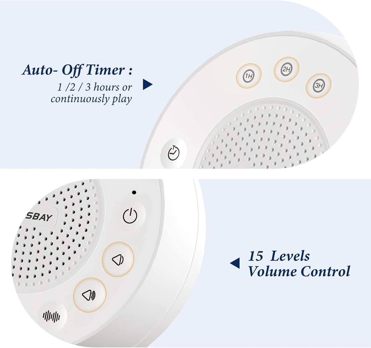 Housbay Glows White Noise Sound Machine, 31 Soothing Sounds, Colored NightLight for Kids & Baby