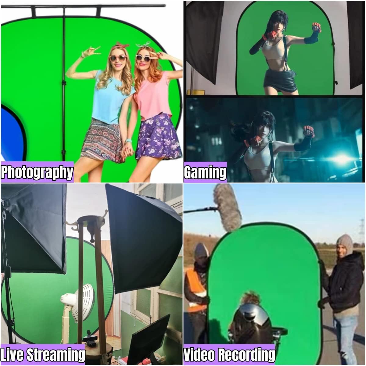 Blue Green Screen Backdrop Double Sided Collapsible Greenscreen Backdrop with Carrying Bag,Portable