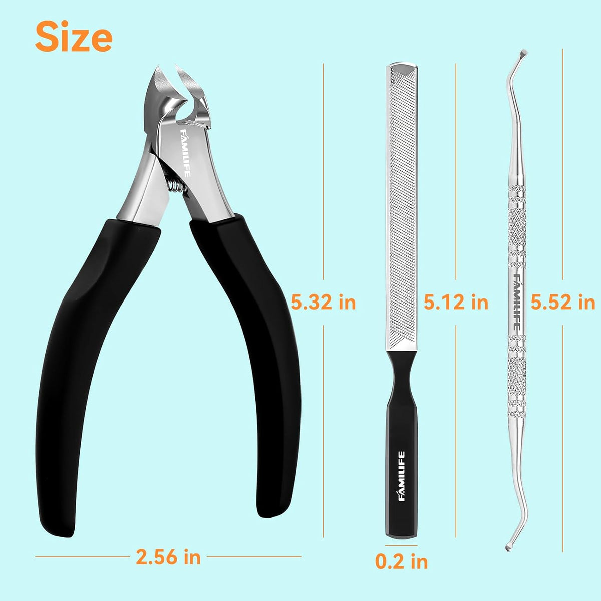 Pedicure Tool Kit and Ingrown Toenail Removal Kit, 3-Piece Set with Nail Nipper, Metal Nail File
