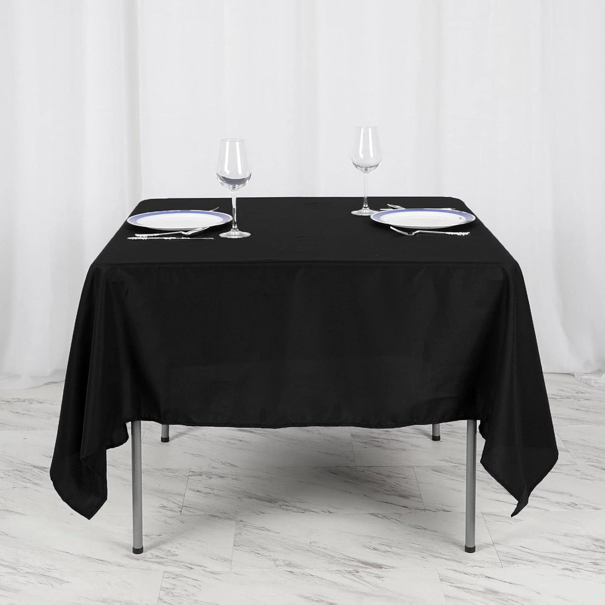 Efavormart 70" Square Linens Black Wholesale Linens Polyester Square Linen Tablecloth for Wedding