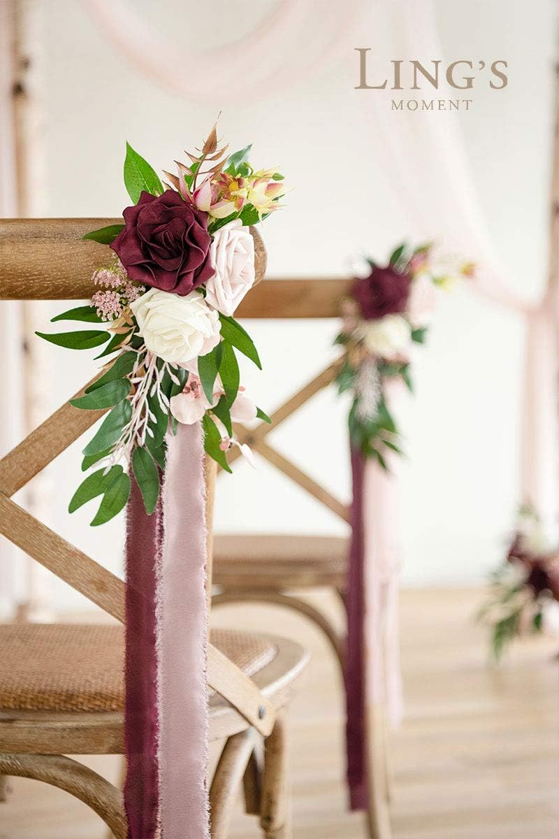 Ling's Moment 8pcs Aisle Pew Artificial Flowers Arrangements for Wedding Ceremony Chair Back Floral