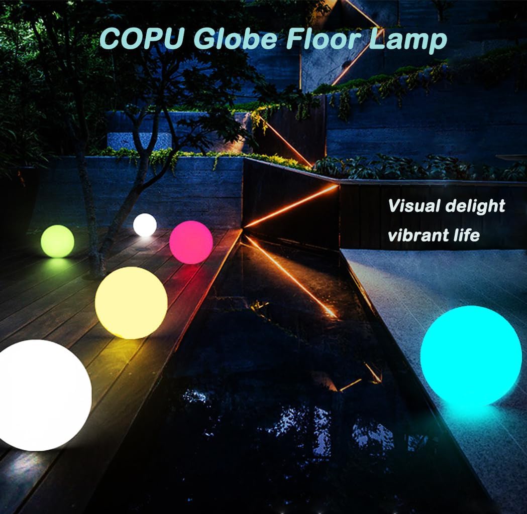 12-Inch LED Ball Light, Changing Glowing Orb Light with Remote, Soft Dimmable Globe Floor Lamp