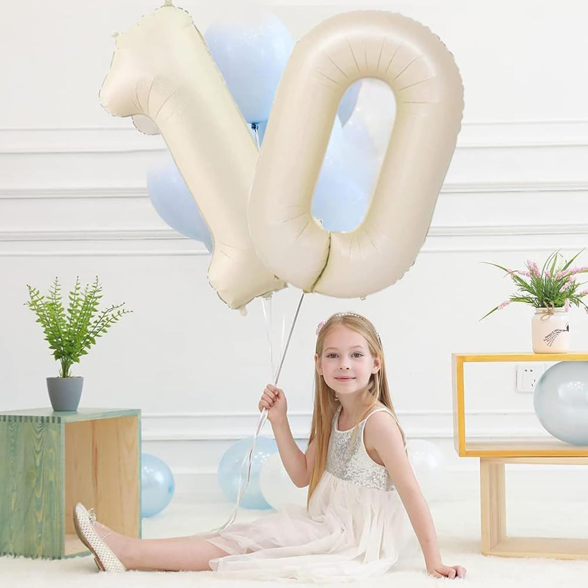 40 Inch Cream White Number 0 Balloon Mylar Big Foil Helium 0 10 20 30 40 50 Number for Party