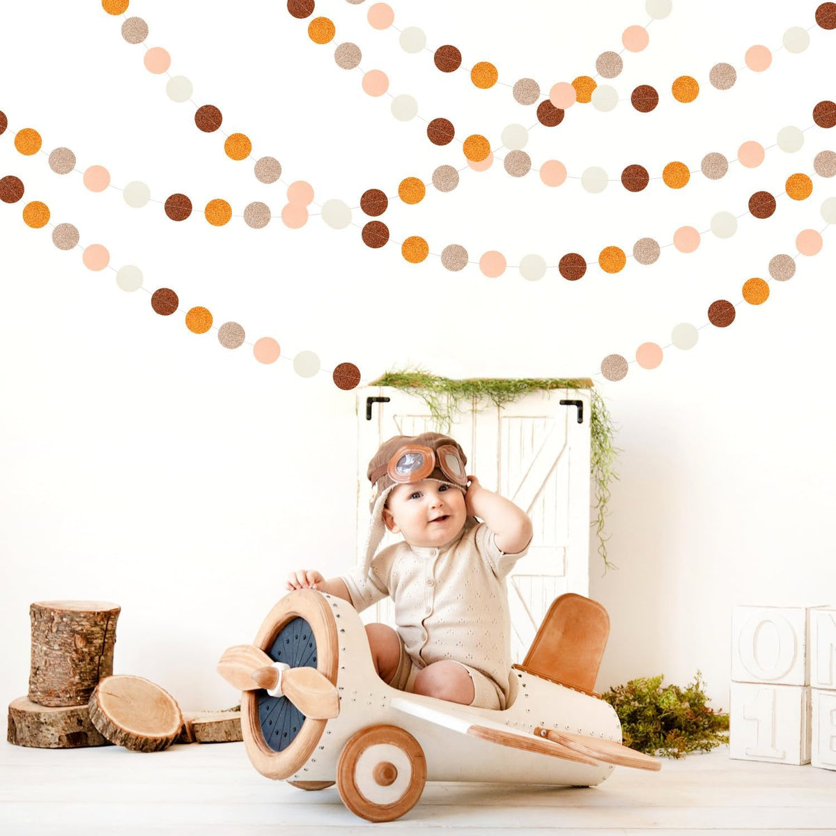 Orange Brown Rose-Gold Party-Decorations Streamers-Garland - 52ft Boho Fall Groovy Birthday Hanging