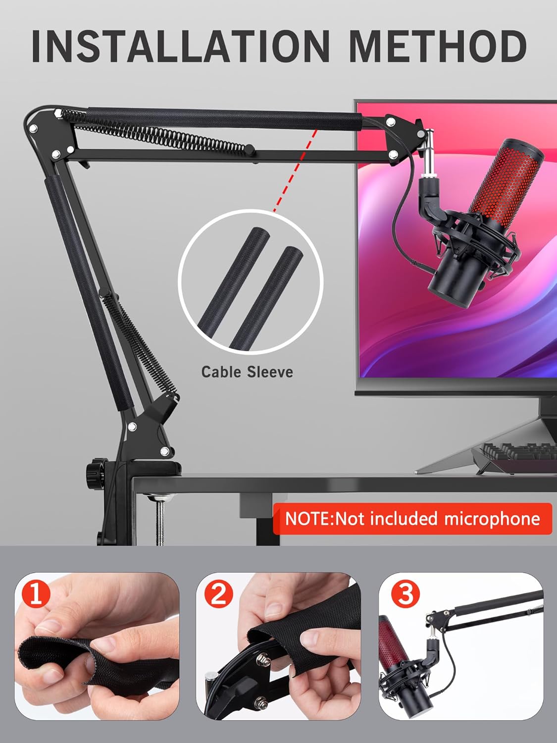 For HyperX QuadCast 2 Boom Arm - Mic Arm Compatible with Hyper x QuadCast, Microphone Boom Arm with